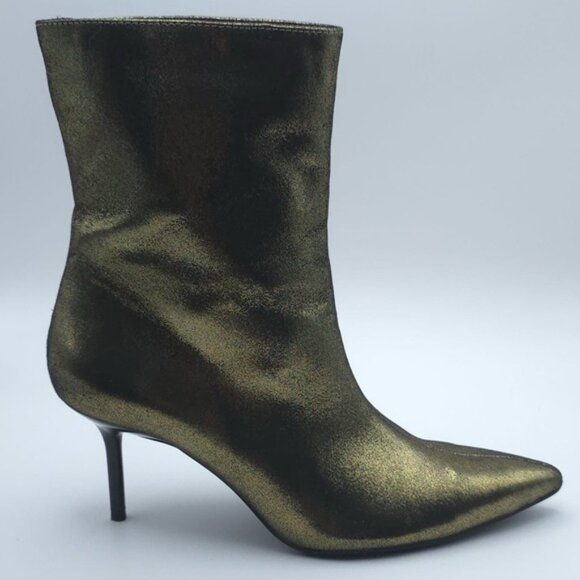 ZARA METALLIC Size 6 Thin Heel‎ Ankle Boots Gold Size 36 3143/010 - Picture 4 of 12